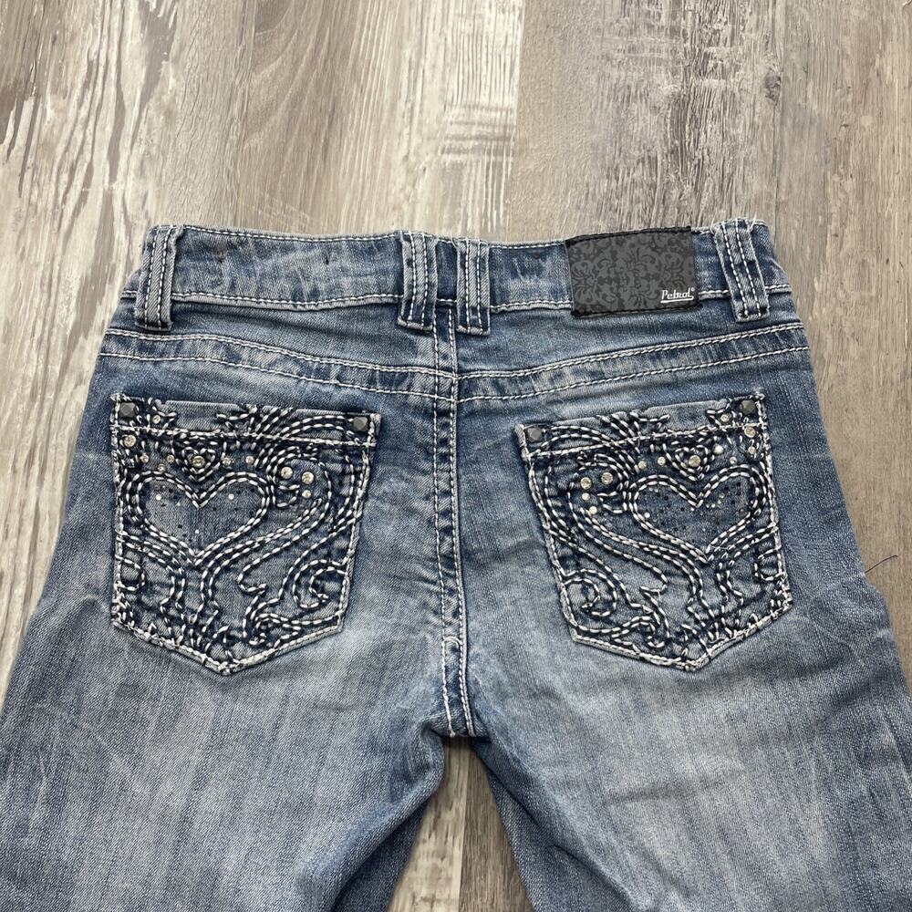 Petrol Jeans Low Rise Y2K Rhinestone Studded How Low Can You Go Size 26 x 33